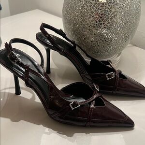 Zara Dark Burgundy Slingback Heels size 7
